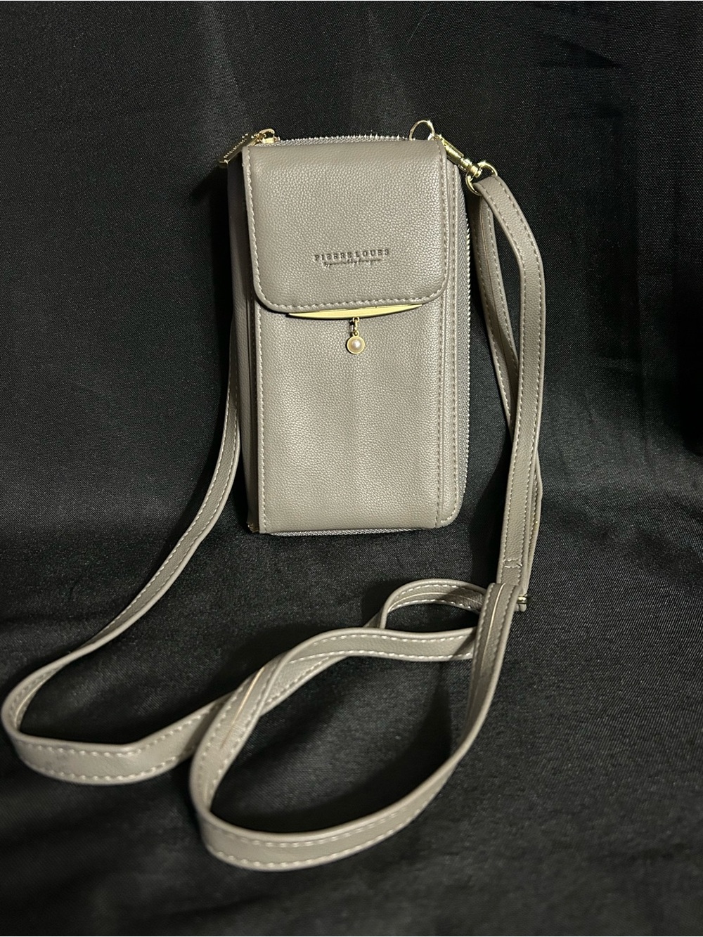 Pierre Loues Women’s Gray Crossbody Phone Wallet Bag Purse With Strap